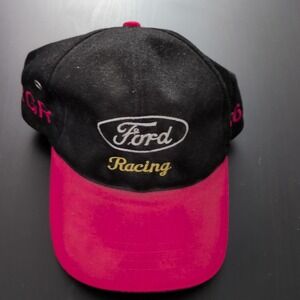 Vintage Ford Racing Hat Strapback #56 RGR Black Red Headshotz‎ OS Y2K